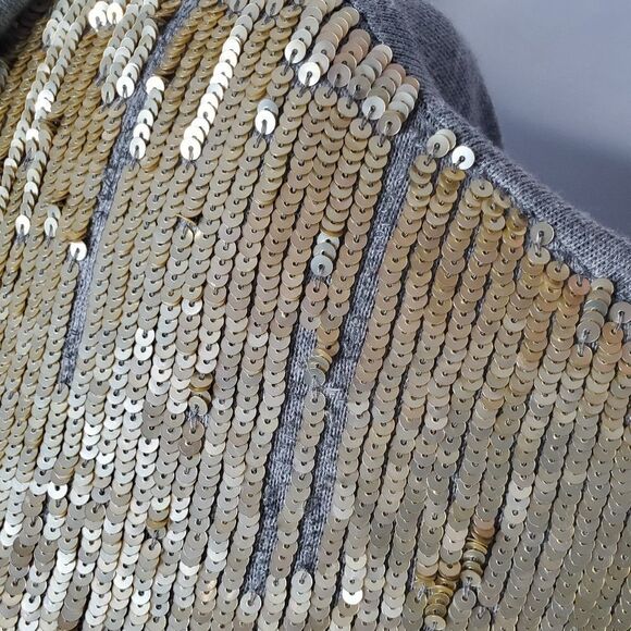 NEW HAUTE HIPPIE long sleeve gold sequin oversized pullover‎ sweater XS - Picture 7 of 14
